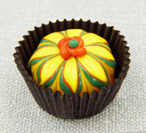 HG-036 Hulet Art Glass Choc Mango, Lemon & Orange Aster Treat $46 at Hunter Wolff Gallery